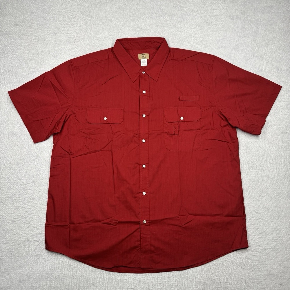 NWOT Haband Travelers Pearl Snap Button Shirt Outdoor Pockets Red Men's 2XL‎